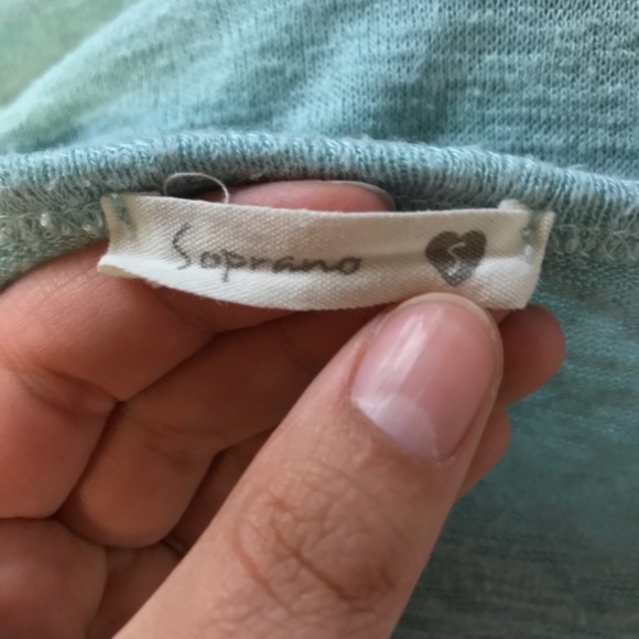 Soprano Light Blue Knit Sheer Asymmetrical Hem Top Small - Picture 6 of 7